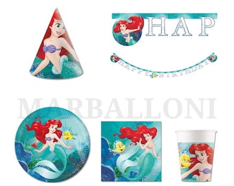 ARIEL MERMAID Party Decor Supplies Tableware Balloons Napkins Plates Table cover Banner Cups