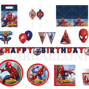 Spiderman Crime Party Articles de décoration Vaisselle Ballons Serviettes de table Assiettes Nappe Bannière Tasses Cartes d'invitation Pailles Spider-man Crime