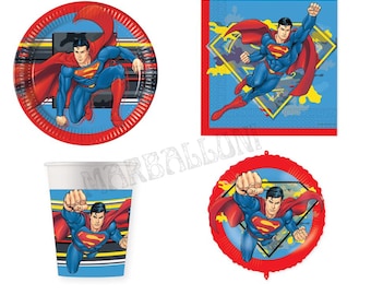 SUPERMAN Birthday Party Supplies: Plates, Cups, Balloons, Napkins, Table Cover Party Decor