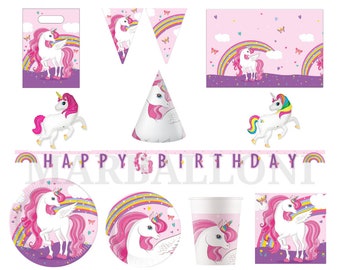 Unicorn Birthday Party Supplies: Rainbow Balloons, Tableware, Banner