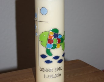 Christening Candle Rainbow Fish Colorful Communion ...