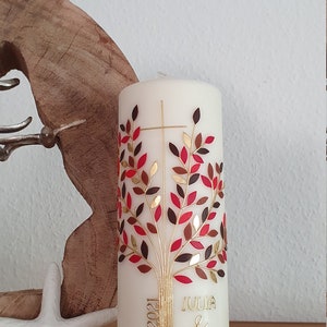 Wedding candle, tree of life, autumn tones