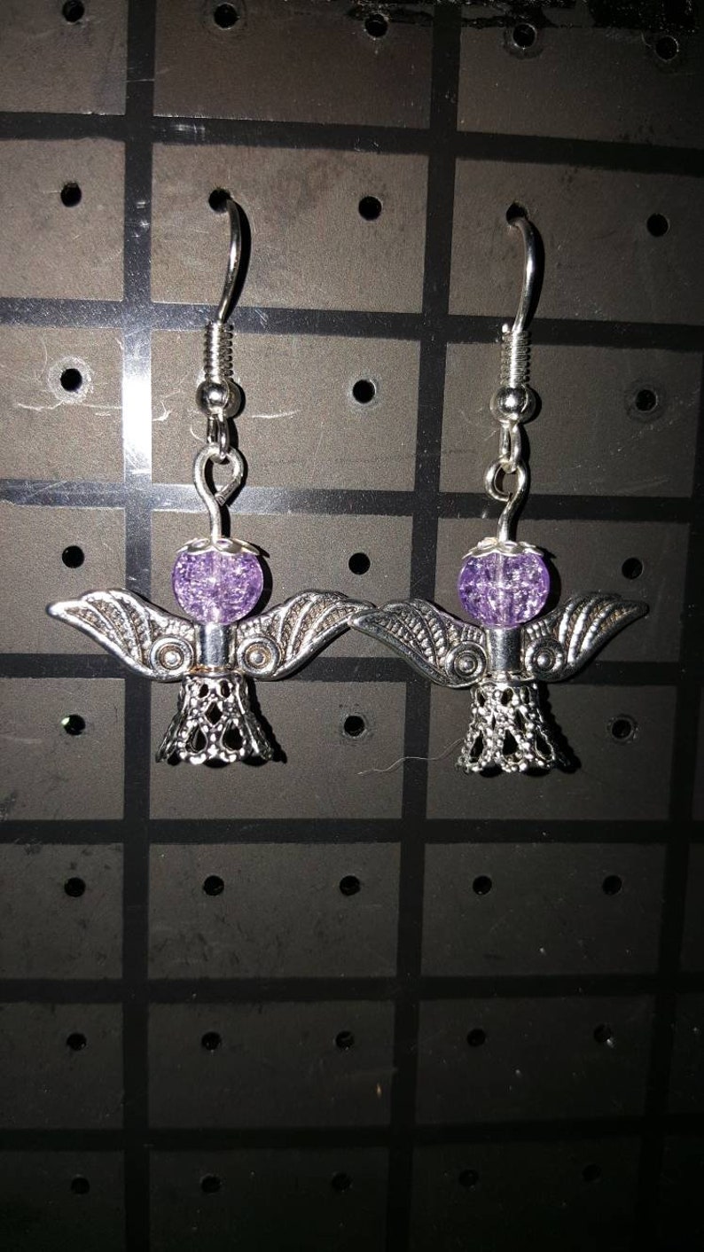 Handmade silver angel earrings
