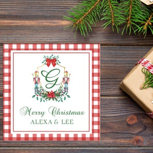 Watercolor Christmas gift tag, Monogram Gift tag, Nutcracker watercolor tags, watercolor favor tags