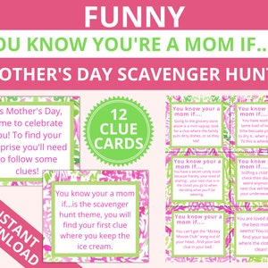 Mother's Day scavenger Hunt, Mom's birthday surprise, Mother's treasure Hunt, Game for mom/grandma