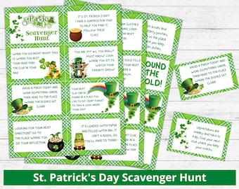 Chasse au trésor de la Saint-Patrick - Chasse au trésor Party Favor, téléchargement immédiat, balises de la Saint-Patrick, St Pat, jeu de la Saint-Patrick pour enfants