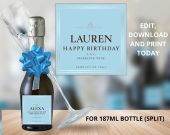 Étiquette de champagne Prosecco personnalisée, étiquette de champagne personnalisée, 187ML, cadeau personnalisé, cadeau de demoiselle d’honneur, cadeaux champagne, pendaison de crémaillère, mariage