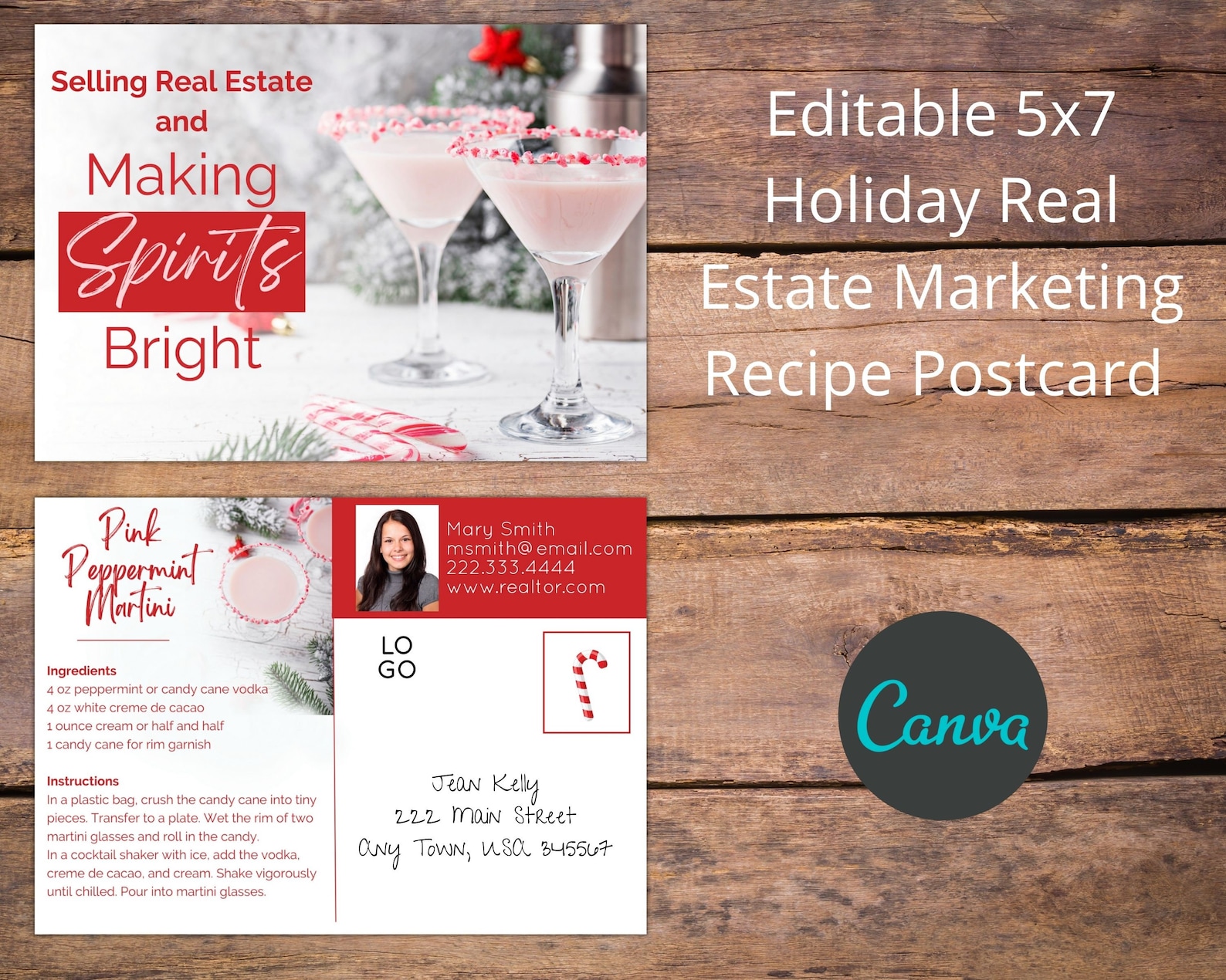Real Estate Holiday Postcard Template Realtor Marketing Etsy