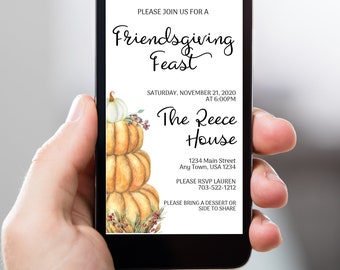 Friendsgiving Dinner Electronic Invitation, Thanksgiving Digital Invitation, Fall Party Evite
