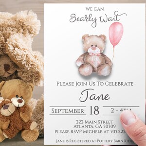 We can bearly wait invitation, Baby Shower Invite, Teddy Bear Baby Shower invitation, Baby Bear Invitation
