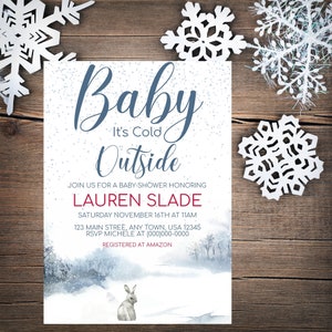 Editable Baby Its Cold Outside Baby Shower Invitation Winter Gender Neutral Snow Rustic Invite Template Instant Download Digital
