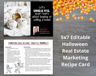 Real Estate Halloween Postkarten Vorlage, Realtor Marketing Mailer, Nachbarschafts-Marketing, druckbare editierbare Vorlage