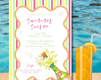 Invito modificabile per festa estiva, modello di invito per serata estiva, invito stampabile per cocktail party, invito per festa in casa, festa estiva per adulti