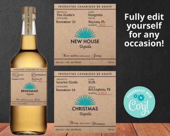 Custom Tequila label, Custom Blanco Label, Tequila Reposado Label, Birthday, wedding, Bottle label, Tequila Party, Liquor Labels