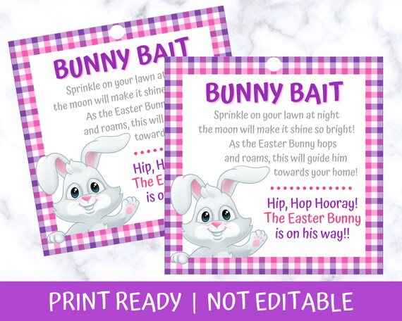 Easter Bunny Bait, Printable Gift Tags, Kids Easter Eve Activity.