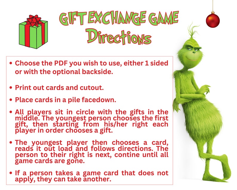 Christmas Gift Exchange Game Christmas Party Game White - Etsy