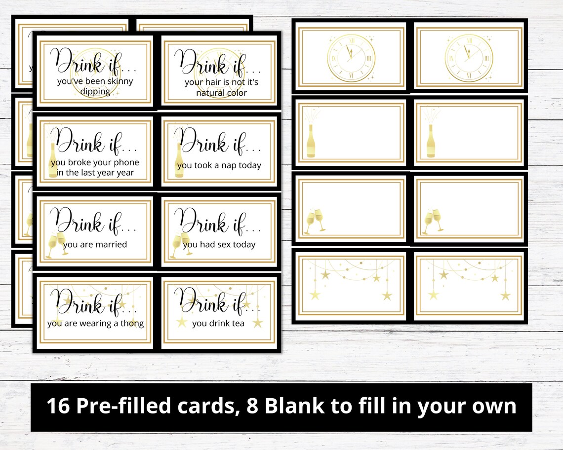 New Years Eve Game - Drink If Game - Printable New Year's Eve Game ...