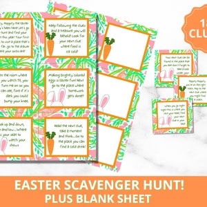 Easter Scavenger Hunt Clues, Easter Basket Scavenger Hunt for Kids Printable, Easter Scavenger Easter Party Game, Kids Easter Activities