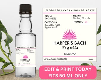 Mini étiquette de tequila personnalisée, étiquette de blanco personnalisée, étiquette personnalisée de tequila, anniversaire, mariage, étiquette de bouteille, fête de tequila, étiquettes d&#39;alcool