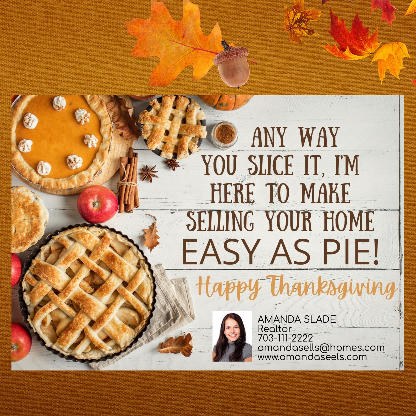 Real Estate Thanksgiving Postcard Template Realtor Marketing Etsy