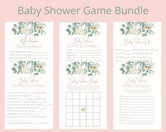 Boho Baby Shower Spiele Bundle Mädchen Blush Pink Floral Baby Shower Spiele Paket 6 Spiele Printable Instant Download