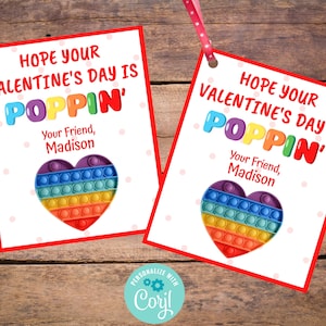 Pop It Valentine Tags, Kids School Valentine&#39;s Day Pop It Tags, Classroom Valentine Gift Tags