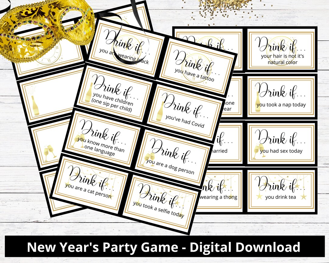 New Years Eve Game - Drink If Game - Printable New Year's Eve Game ...