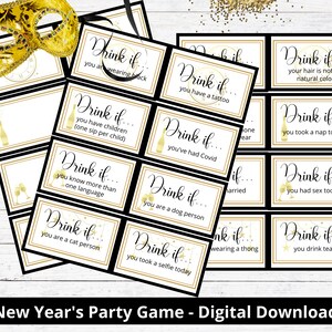 New Years Eve Game - Drink If Game - Printable New Year&#39;s Eve Game - New Years Eve Games - New Year&#39;s Eve Party Ideas - Drinking Game