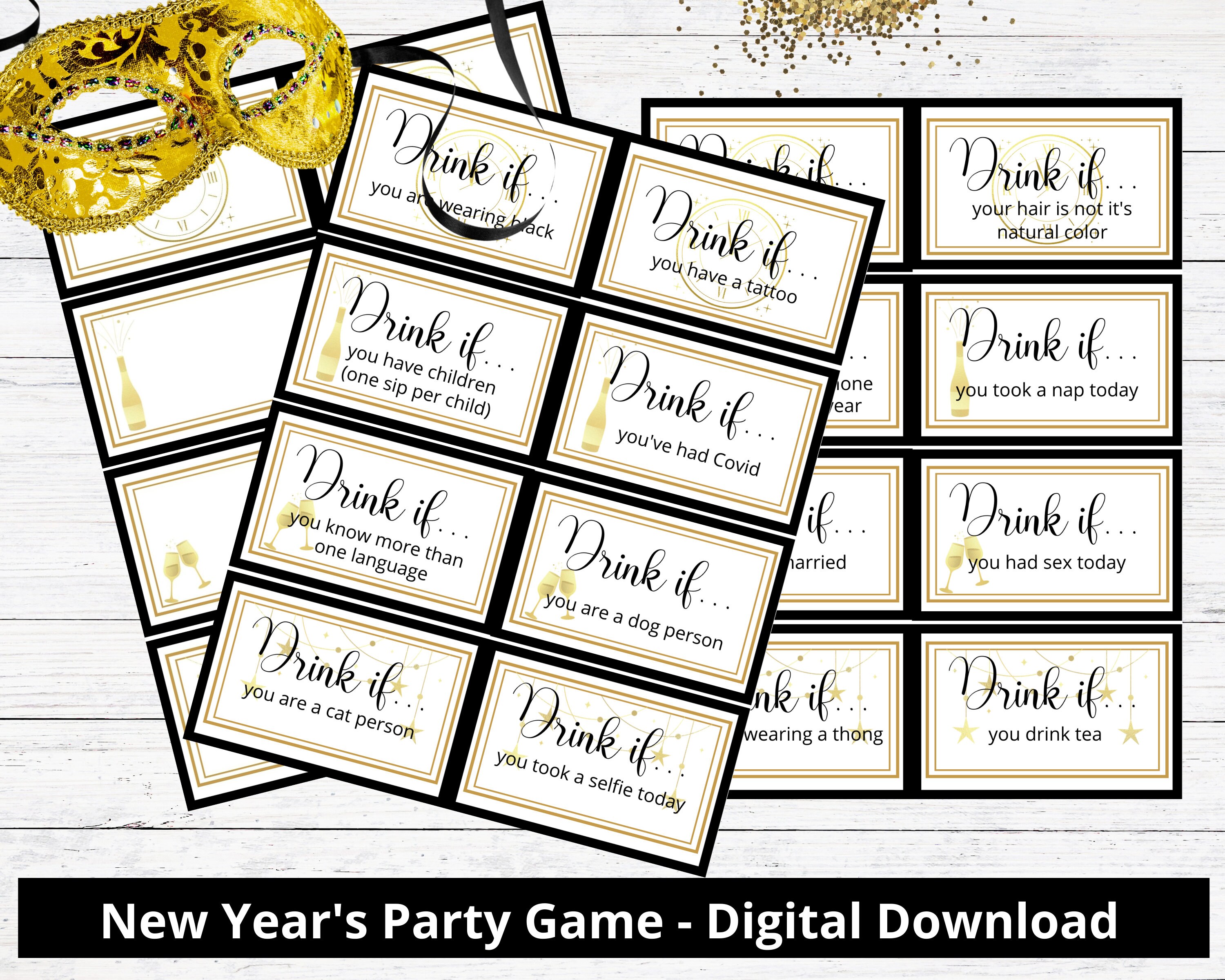 New Years Eve Game - Drink If Game - Printable New Year's Eve Game ...