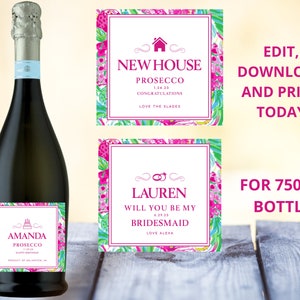 Custom Prosecco Champagne Label, Custom Champagne Label, Personalized gift, Bridesmaid gift, Champagne Birthday gifts, Housewarming, Wedding