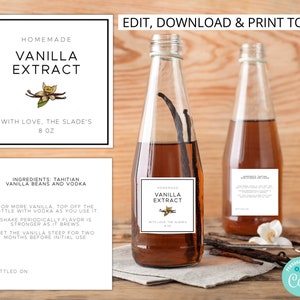 Modern Vanilla Extract Labels (Minimal), Personalized, Gifts