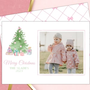 Carte de Noël aquarelle, modèle de carte photo de Noël, carte de Noël imprimable, carte de Noël numérique