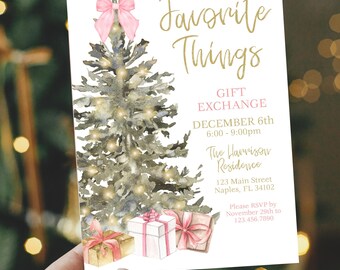 EDITABLE Favorite Things Gift Exchange Party Invitation, Christmas Party Invitation, Favorite Things Party Template, Printing Available