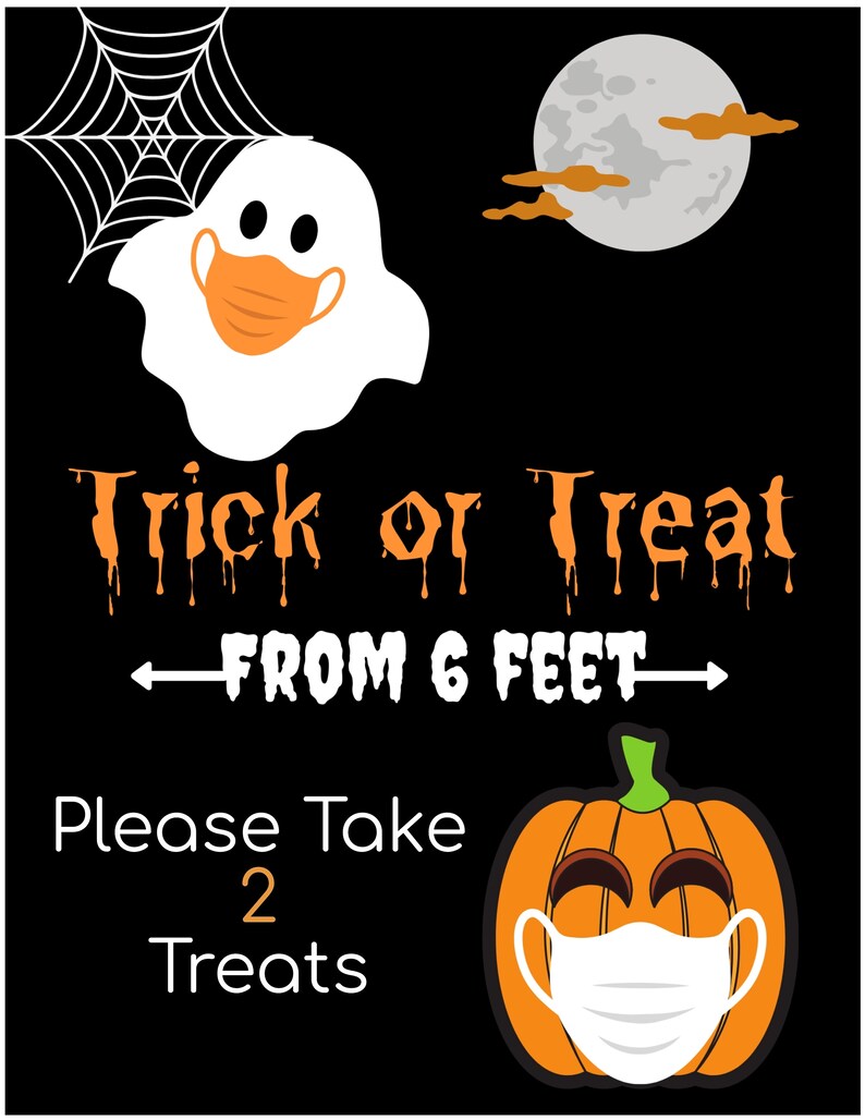 2020 Halloween Trick or Treat Sign Social Distance Trick or Etsy