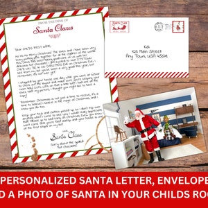 Carta y sobre de Santa editable, Carta personalizada de Santa, Descarga instantánea, Plantilla imprimible Carta de Santa, foto personalizada de Santa