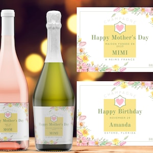 Etichetta champagne personalizzata, regalo personalizzato per la festa della mamma, regalo di compleanno, etichetta champagne, bomboniera, champagne da damigella d&#39;onore, idea regalo