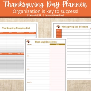 Thanksgiving Planner Printable - 32 Pages - Thanksgiving Menu Planner, Guest List, Thanksgiving Checklist, Grocery List, and More!