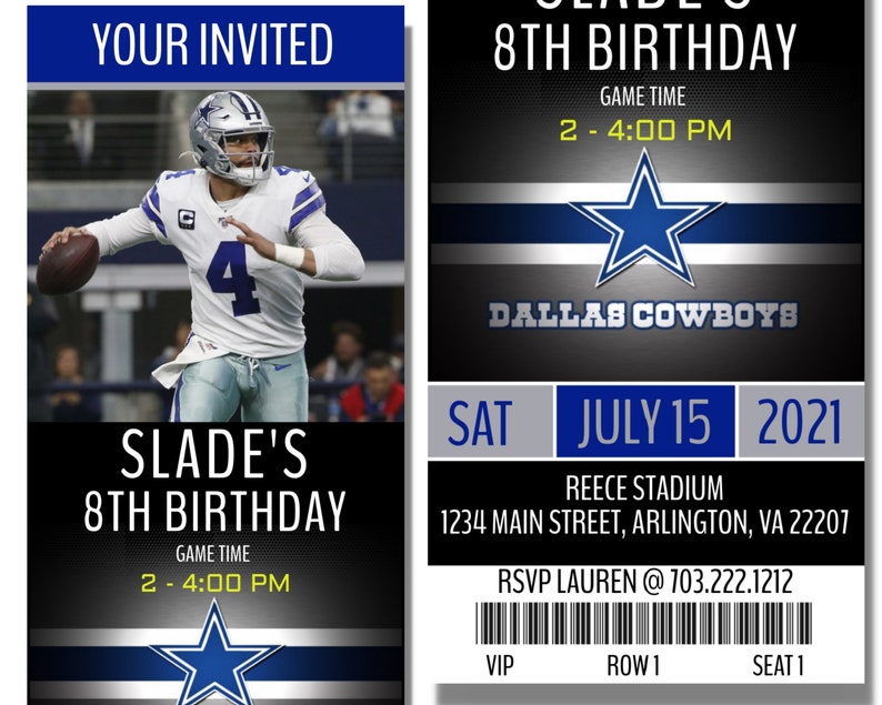 Football Ticket Invitation NFL Ticket Invite Dallas Cowboys Etsy