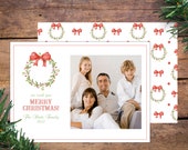 Watercolor Christmas Photo Card with Wreath (Digital)