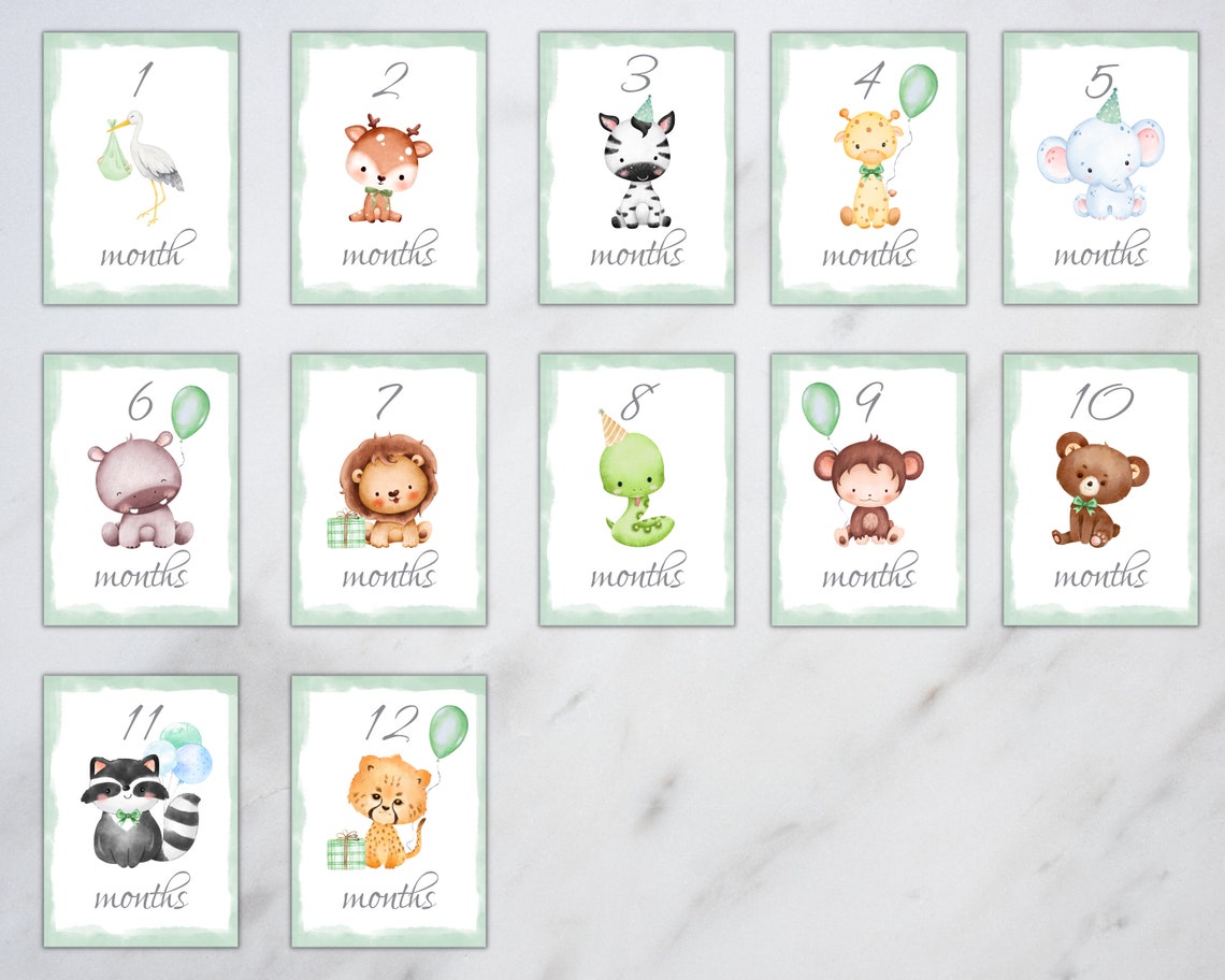 Baby Boy Milestone Cards | Baby Gift | Watercolor Milestone Cards ...