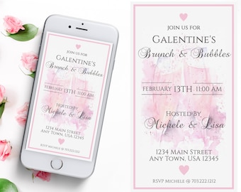 Phone Evite for Galentine's Day Party, Editable, evite, Brunch Invitation, Instant Download, Valentine Brunch, Shower brunch, Birthday evite