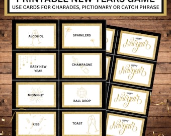 INSTANT DOWNLOAD Printable New Year's Game - New Year's Eve Game - NYE Games - Charades, Catch Phrase, Pictionary Holiday Party Game