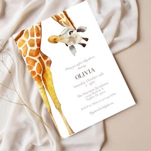 Giraffen-Einladung Babyparty einladen, Geburtstag einladen | Gender Neutral Baby Shower Einladung