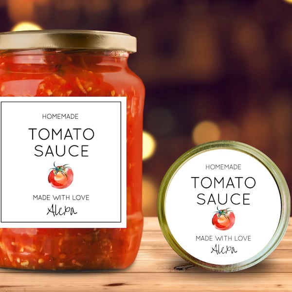 Tomato Sauce Label, Canning Labels, Modern Label, Custom Label, Personalized, Mason Jar Label