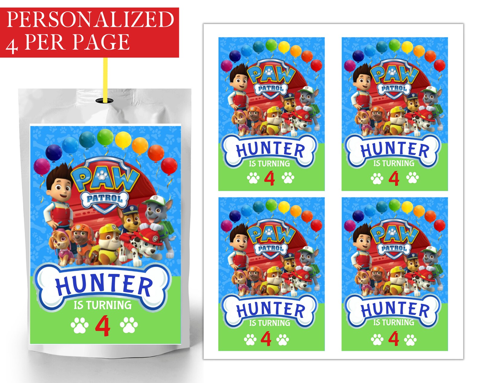 Paw Patrol personalized Capri Sun Paw Patrol Juice Pouch Paw | Etsy