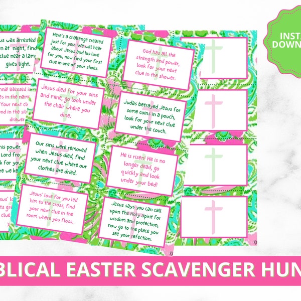 Biblical Easter Scavenger Hunt / Christian / Easter Basket Hunt / Easter Bunny / Clue Cards / Easter Sunday Game/ Scavenger Hunt