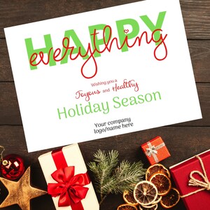 Happy Everything Karte DIGITAL druckbar - Happy Everything, Urlaubskarte, Weihnachten, Glücklich, Mitarbeiter, Freunde, Familie, Kunden