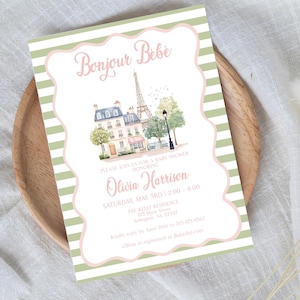 Bonjour Bebe Paris Französische Baby Shower Einladung