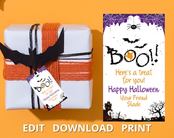 Editable Halloween Favor Tags, Boo Gift Tags, Costume Party, Trick Or Treat Favor Tags Birthday Party Download Printable Template
