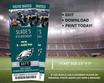 eagles ticket invite etsy